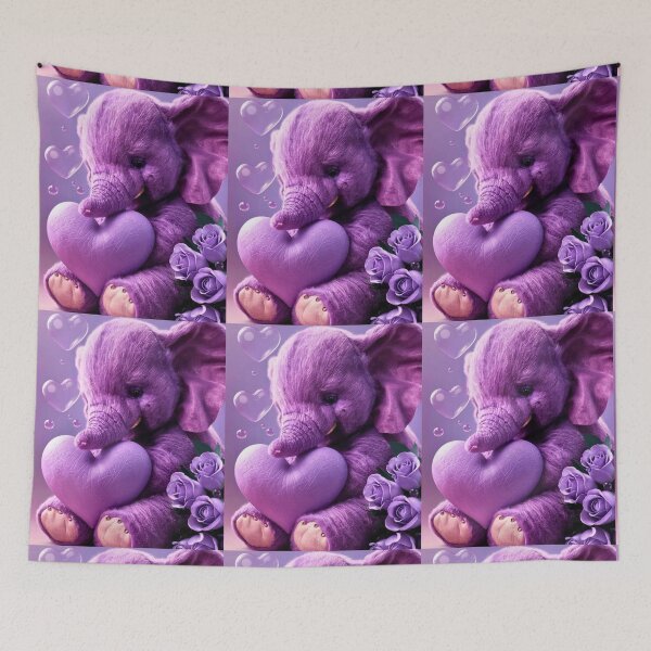 Item preview, Elephant Portrait. plush elephant, purple heart designed and sold by ElephantVibes.
