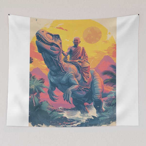 Item preview, budhha riding dinosaur Tyrannosaurus  designed and sold by Rockwpapart.