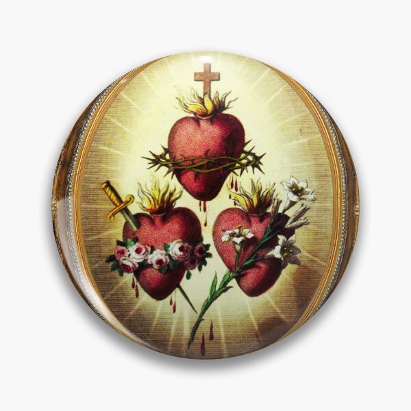 Item preview, Photo of the Three Sacred Hearts in a frame by Pratos Celestes designed and sold by Crux Fidelis.
