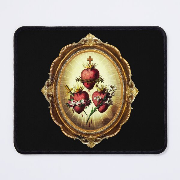 Item preview, Photo of the Three Sacred Hearts in a frame by Pratos Celestes designed and sold by Crux Fidelis.
