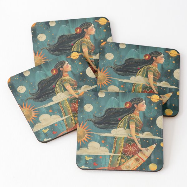 Item preview, woman indian riding rocket  designed and sold by Rockwpapart.