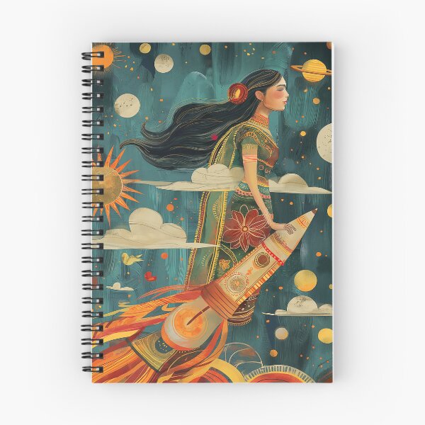 Item preview, woman indian riding rocket  designed and sold by Rockwpapart.