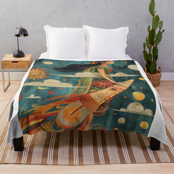 Item preview, woman indian riding rocket designed and sold by Rockwpapart.