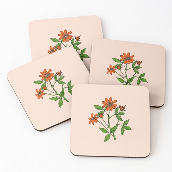 Item preview, Orange Pompon Rose Bloom Single 1-7 Petals Almost Flat designed and sold by zenithcreative.