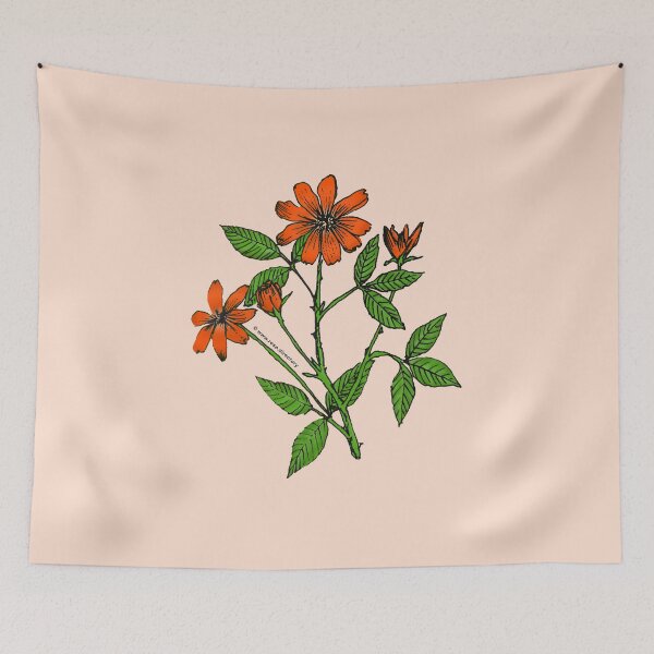 Item preview, Orange Pompon Rose Bloom Single 1-7 Petals Almost Flat designed and sold by zenithcreative.