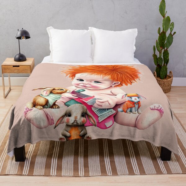 Item preview, Redhead baby with guitar and rabbits designed and sold by Artbellachi.