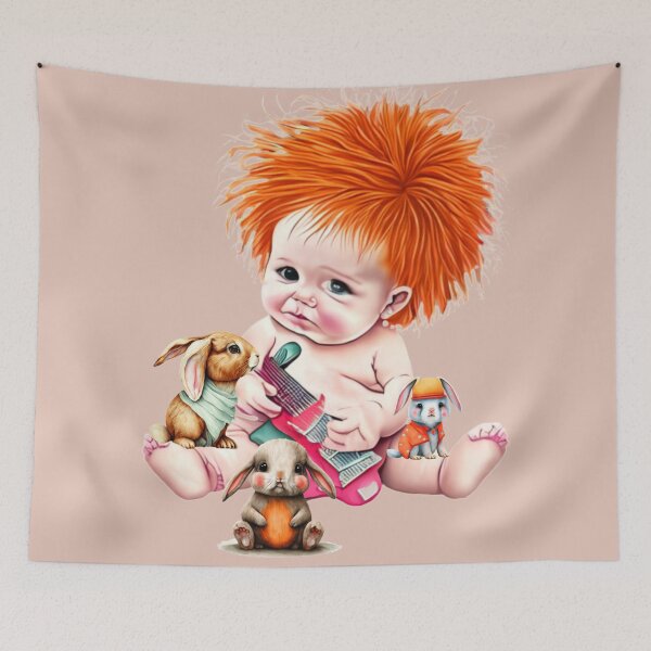 Item preview, Redhead baby with guitar and rabbits designed and sold by Artbellachi.