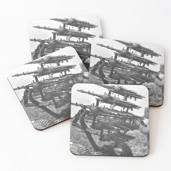 Item preview, WW2 - Improvised Soviet Anti-Air Weapon - Captured German MG 34's - Black and White Photographic Print designed and sold by TheHappyK.