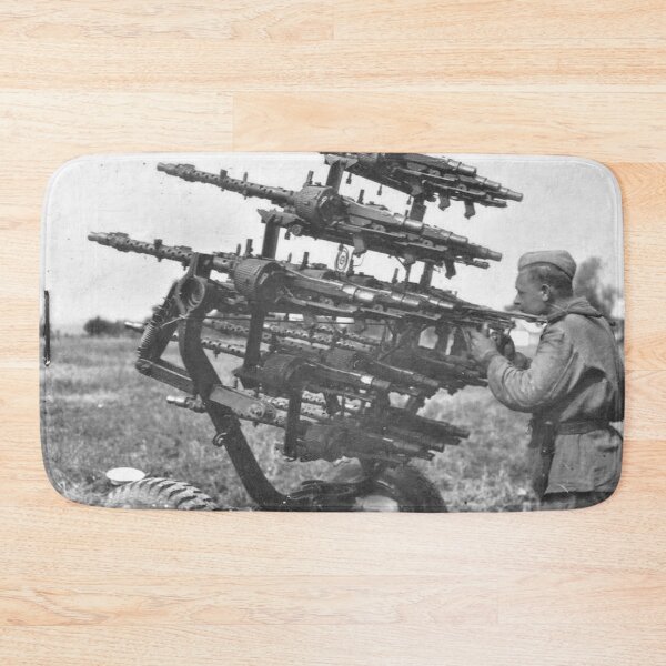 Item preview, WW2 - Improvised Soviet Anti-Air Weapon - Captured German MG 34's - Black and White Photographic Print designed and sold by TheHappyK.