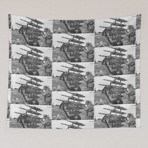 Item preview, WW2 - Improvised Soviet Anti-Air Weapon - Captured German MG 34's - Black and White Photographic Print designed and sold by TheHappyK.