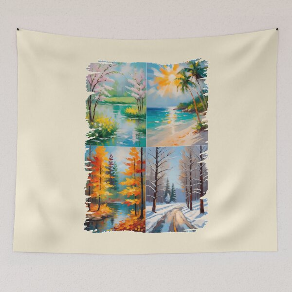 Item preview, Four Seasons, impressionist painting, part of the Seasons collection designed and sold by lonelymoony.