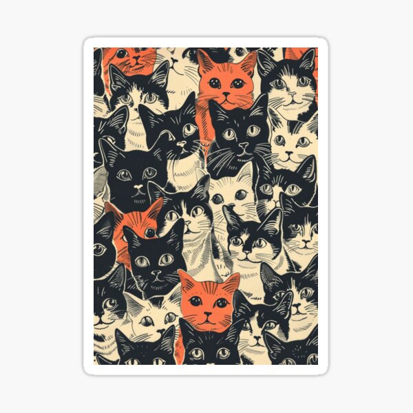 Item preview, Adorable Vintage Art Cute Cats Kittens Retro Pattern designed and sold by LVTFCOarts.
