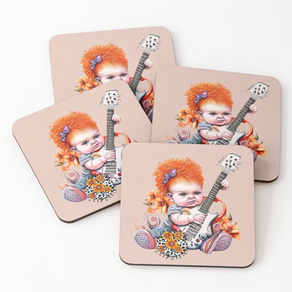 Item preview, Redhead baby girl with guitar and flowers designed and sold by Artbellachi.