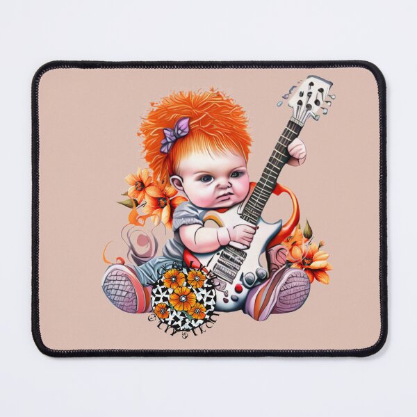 Item preview, Redhead baby girl with guitar and flowers designed and sold by Artbellachi.