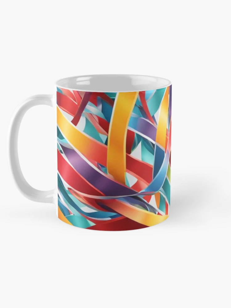 Thumbnail 5 of 6, Coffee Mug, Abstract Colorful Ribbons Pattern designed and sold by calibrit.