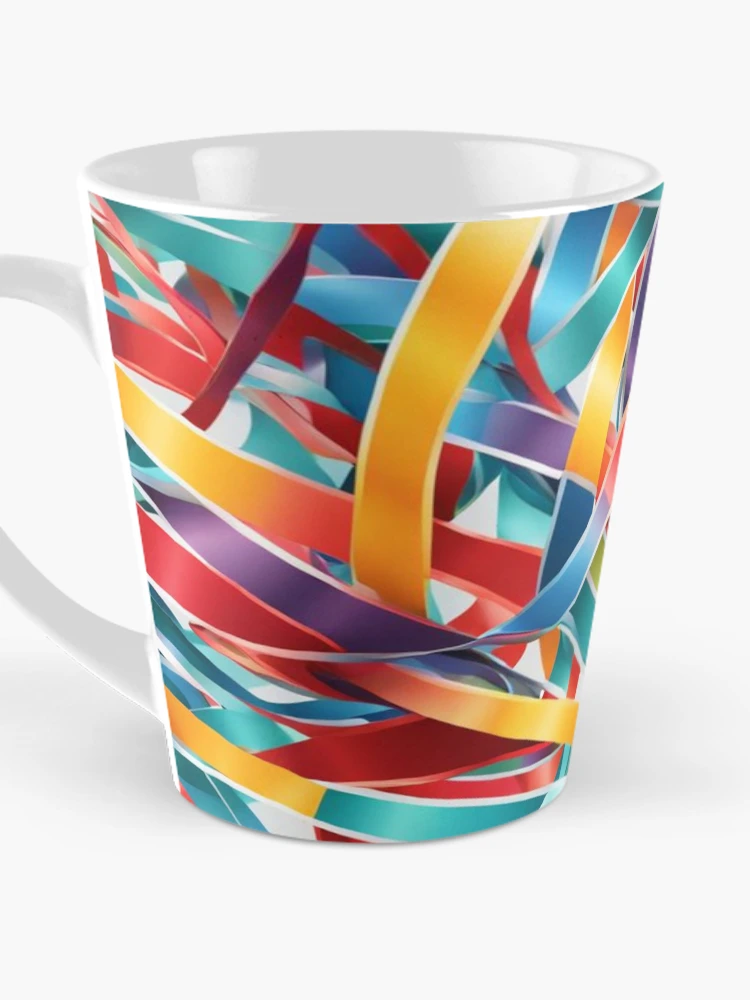 Thumbnail 3 of 4, Coffee Mug, Abstract Colorful Ribbons Pattern designed and sold by calibrit.