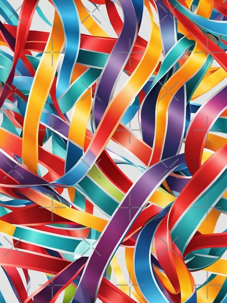 Thumbnail 3 of 3, Scarf, Abstract Colorful Ribbons Pattern designed and sold by calibrit.