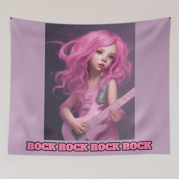 Item preview, Young pink hair guitarist girl designed and sold by Artbellachi.