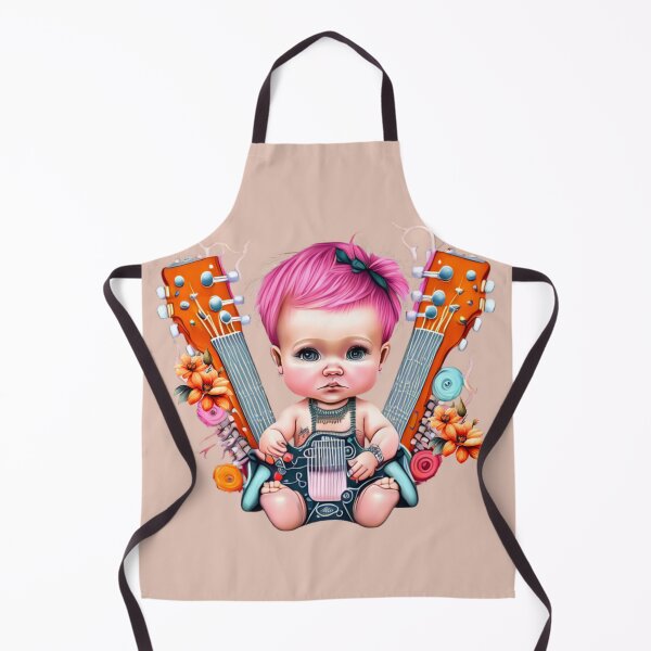 Item preview, Pink hair baby girl with guitar and flowers designed and sold by Artbellachi.