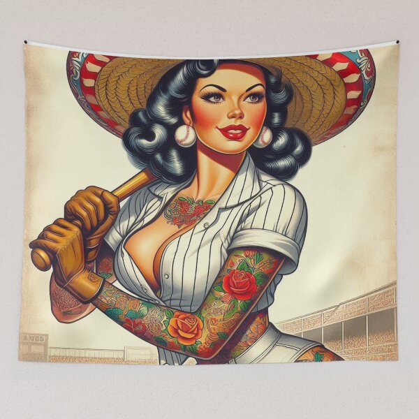 Item preview, Retro Baseball Girl designed and sold by PulpVintage.