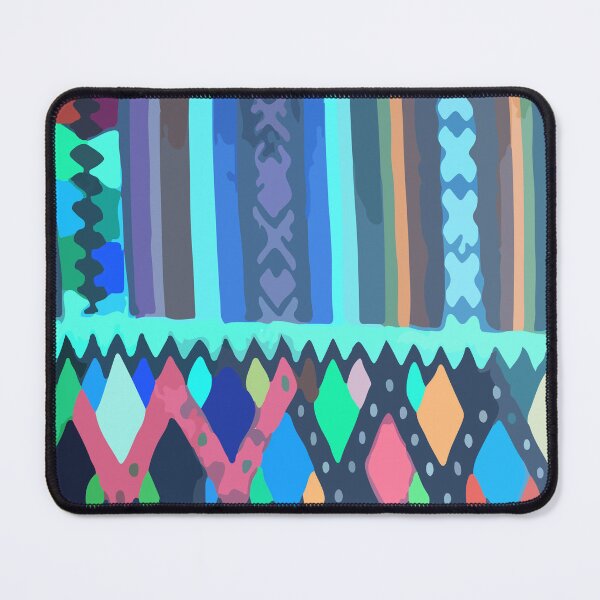 Item preview, Blue embroidery geometric multicolor ethnic textile maximalist decor designed and sold by T-Mex.