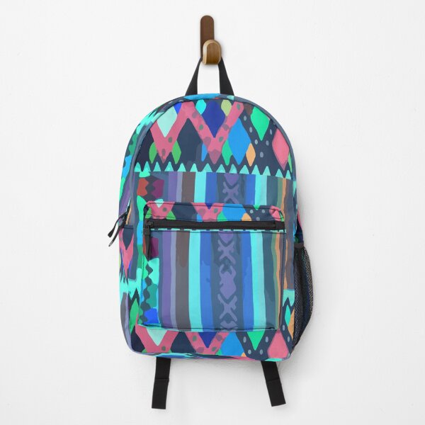 Item preview, Blue embroidery geometric multicolor ethnic textile maximalist decor designed and sold by T-Mex.