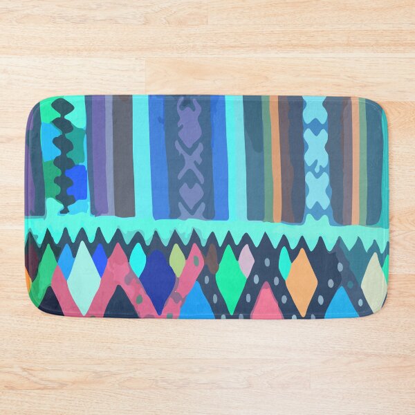 Item preview, Blue embroidery geometric multicolor ethnic textile maximalist decor designed and sold by T-Mex.