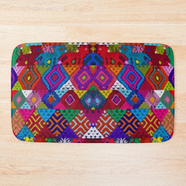 Item preview, Maximalist decor multicolor geometric embroidery maya textile vibrant folk art designed and sold by T-Mex.