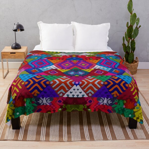 Item preview, Maximalist decor multicolor geometric embroidery maya textile vibrant folk art designed and sold by T-Mex.