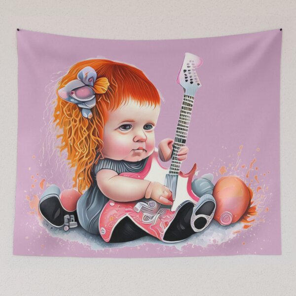 Item preview, Little girl red hair guitarist designed and sold by Artbellachi.
