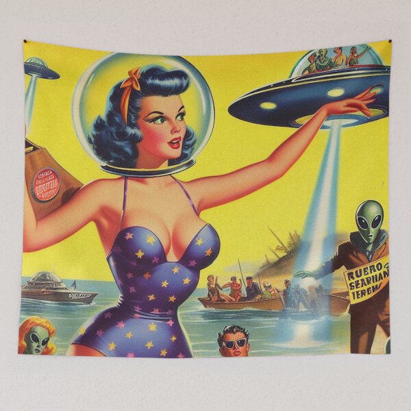 Item preview, Retro Sci-fi Girl designed and sold by PulpVintage.