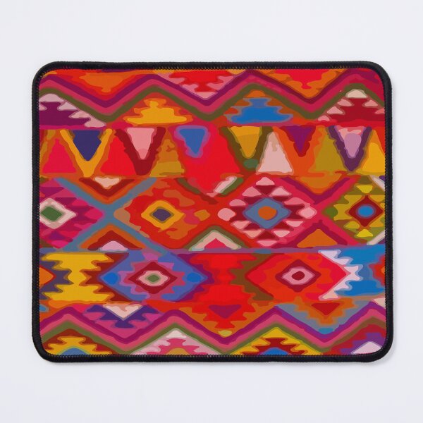 Item preview, Orange vibrant multicolor geometric textile folk art dopamine decor mexican style embroidery designed and sold by T-Mex.