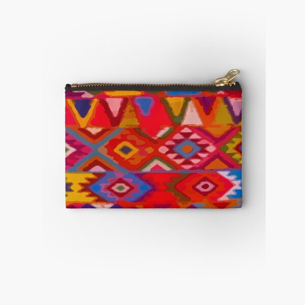 Item preview, Orange vibrant multicolor geometric textile folk art dopamine decor mexican style embroidery designed and sold by T-Mex.