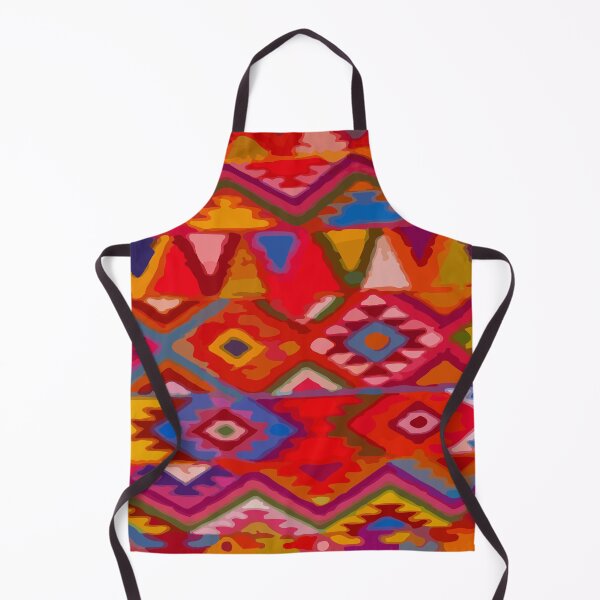 Item preview, Orange vibrant multicolor geometric textile folk art dopamine decor mexican style embroidery designed and sold by T-Mex.