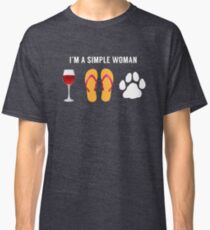 I Am A Simple Woman Wine Beach Sandals Dog Lover Classic T-Shirt