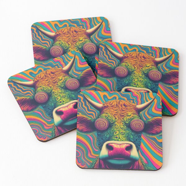 Item preview, trippy psychedelic cow designed and sold by scabsecrete.