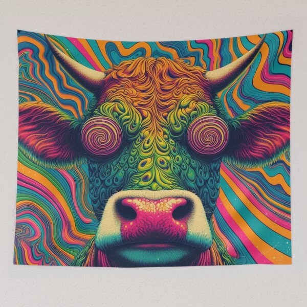 Item preview, trippy psychedelic cow designed and sold by scabsecrete.