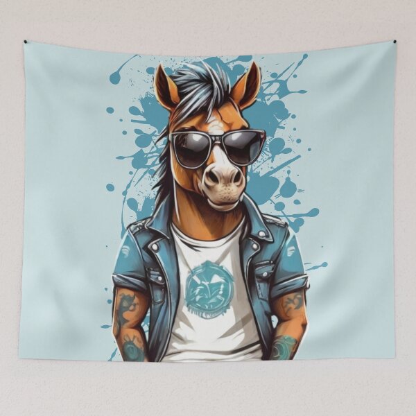 Item preview, Cool punk horse dude in a denim jacket and sunglasses. designed and sold by SaraSumi.