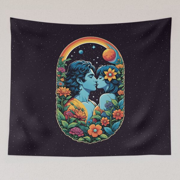 Item preview, Cosmic Love futuristic colorful starry background designed and sold by VanillaBlueSky.