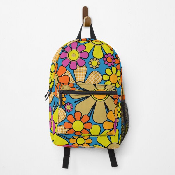 Item preview, Colorful Retro 60s 70s Flowers Maximalist Gingham Floral Pattern designed and sold by kierkegaard.