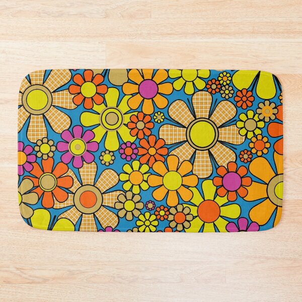 Item preview, Colorful Retro 60s 70s Flowers Maximalist Gingham Floral Pattern designed and sold by kierkegaard.