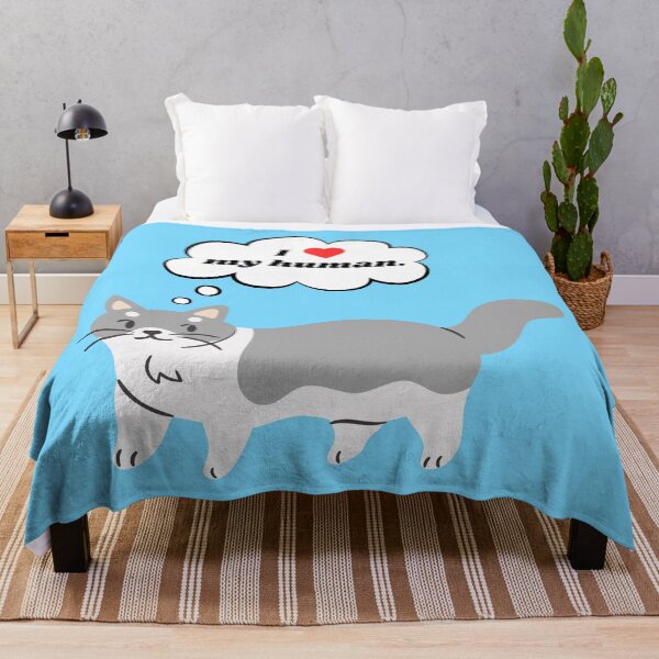 Item preview, Gray Cat Loves Human (On Light Blue) designed and sold by Icefyre-Art.