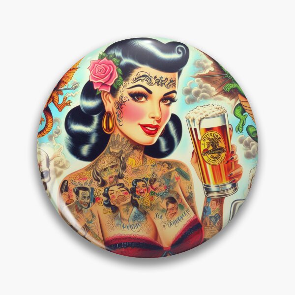 Item preview, Tattooed Beer Girl designed and sold by PulpVintage.