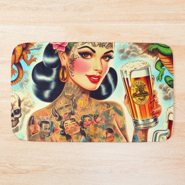 Item preview, Tattooed Beer Girl designed and sold by PulpVintage.
