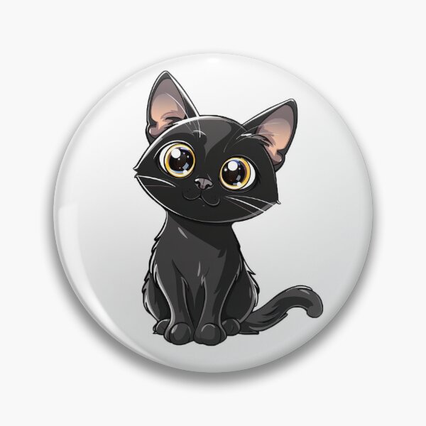 Aperçu de l'œuvre Dessin animé numérique d'un joli chat noir créée et vendue par Sticker1Central.