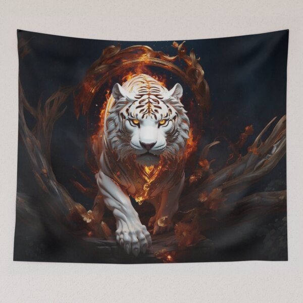 Item preview, Celestial Power: White Tiger Emerging from Fire designed and sold by LaLi-Designs.