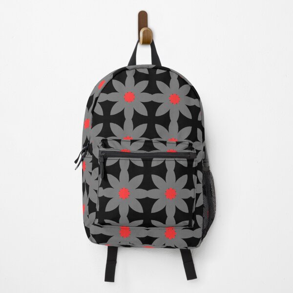 Item preview, Black, grey and red geometric floral pattern print designed and sold by PrettyPinkSkies.