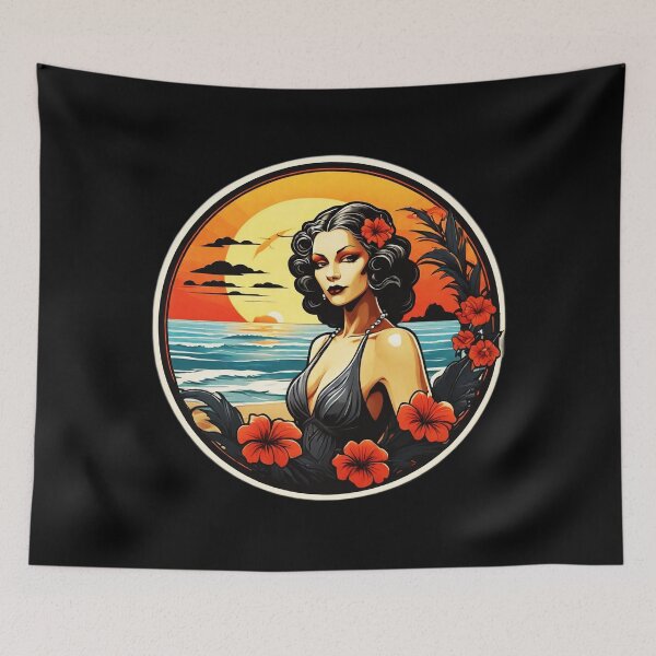 Item preview, Goth Vampire Lady by the Sea with Hawaiian Orchids designed and sold by NautiChic.