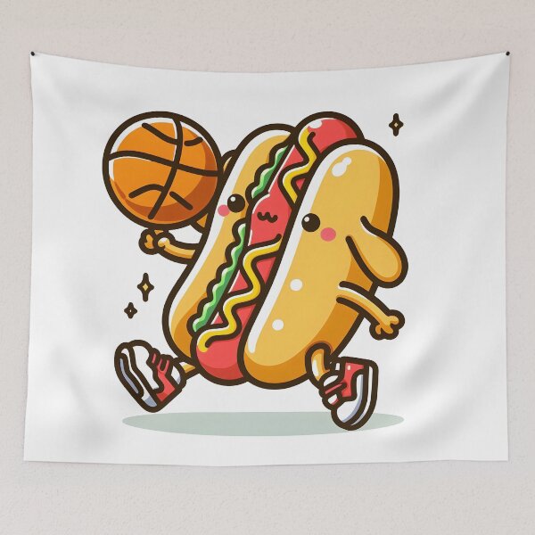 Item preview, Kawaii Hot Dog With Basketball designed and sold by CanvasCutie.