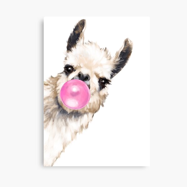 Sneaky Llama with Bubble Gum Canvas Print